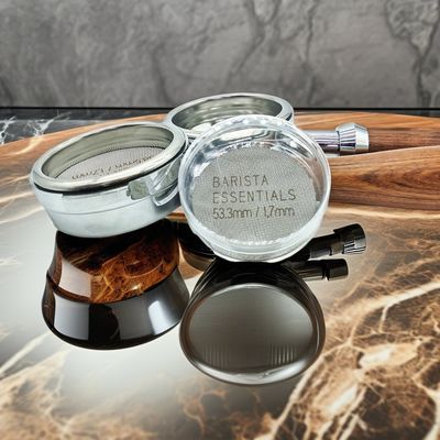 Minimalistisches Design 58mm individuell angepasste Größe Edelstahl Kaffeefilter für Espresso Puck