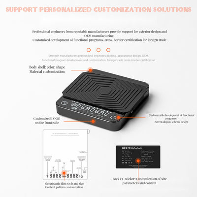 Digitale Kaffeeskala 2kg/0.1g Maßgeschneiderte Größe Wiederaufladbarer Timer ABS-Design für Teewerkzeuge