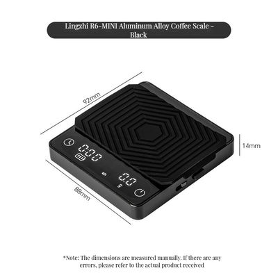 Digitale Kaffeeskala 2kg/0.1g Maßgeschneiderte Größe Wiederaufladbarer Timer ABS-Design für Teewerkzeuge