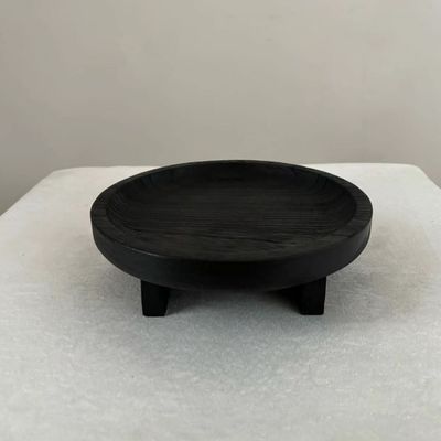 Anpassbares schwarzes Holz-Display-Stand für Backgereiche Pfannen in natürlicher Holzfarbe