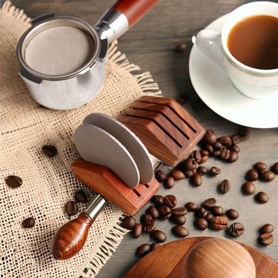 58 mm Kaffeeteauwerkzeuge Walnussstahl Espresso-Teefilterhalter mit Silikonschirm
