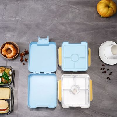 Blaue Doppel-Tier Kinder Isolierte Schule Mittagessen Box mit Lebensmittel Silikon Siegel Ring Kunststoff Bento Accessoires