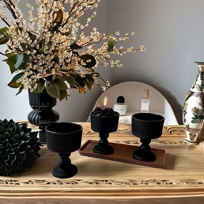 1 Farbdruckmethode Schwarzglas-Dessertbecher und -Stand für Luxuskerzenbehälter