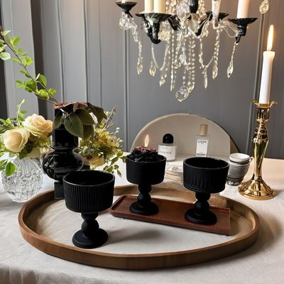Einzigartige vertikale Linie Design Vintage Weinkelcher Glasfuß Dessert Schüssel für Geschenke
