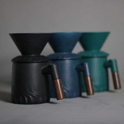 Einfaches Design Moderne Vintage-Kaffeemaschine Set in Matte Schwarz für sicheres Gießen über das Brauen