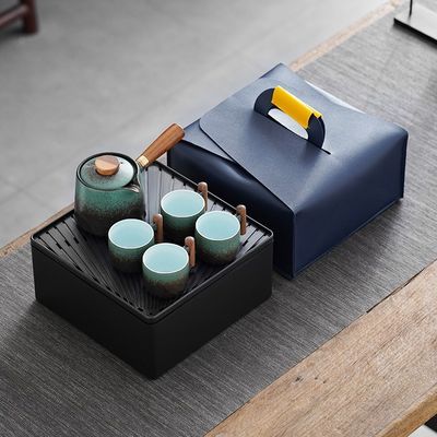 Keramisches Kung Fu-Tee-Set mit Holzgriff und abnehmbaren Seitengriff
