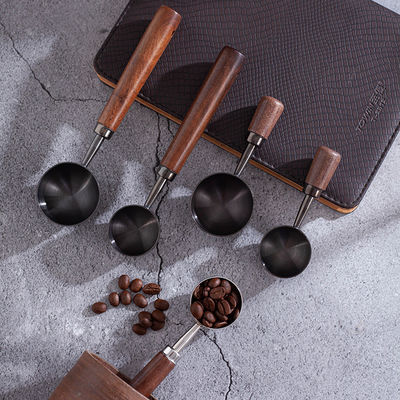 15 ml 30 ml Kaffeemesslöffel aus Edelstahl mit langem Walnussgriff
