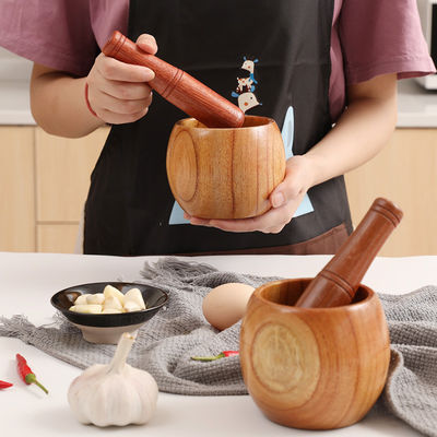 Holzmortar und Pestel zum Mahlen von Kräutern Knoblauch Walnüsse Essentielle Gewürze 1 Stück
