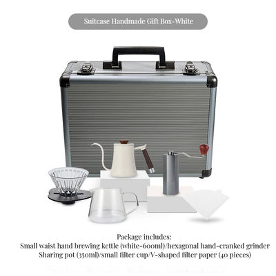 Keramisches Glas-Handbrühe-Kaffeeset mit hochfilterter Kunststoffkanne und Papieraccessoires