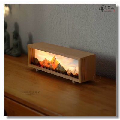 Original Moderne Snow Mountain Desktop Lampe mit wiederaufladbarem Nachtlicht und Leinwand Basis