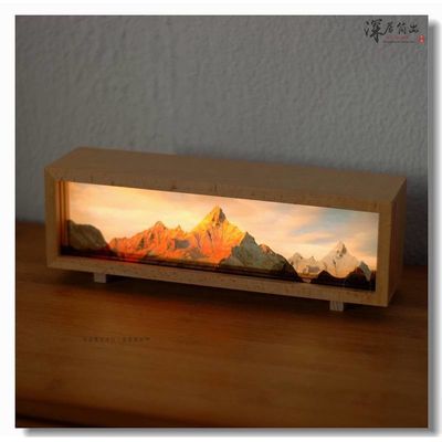 Original Moderne Snow Mountain Desktop Lampe mit wiederaufladbarem Nachtlicht und Leinwand Basis