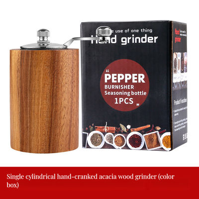 Holzflasche mit wiederfüllbarer Flasche Handdrehsalz-Pfeffermühle für Leinsamen und individuelle Größe