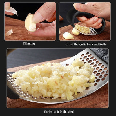 Bamboo Handwerk Knoblauchpresse Küche Gemüsespresser Brecher und Schäler Handwerkzeug für Obst-Gemüse Werkzeuge