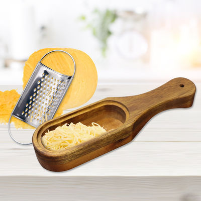 Acacia Holz Behälter Edelstahl-Chopper und Käse Grater für schnelle Küche Vorbereitung