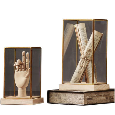 Nordic Style Luxus-Hausdekor Glas-Display-Box mit individueller Größe und Holzbasis