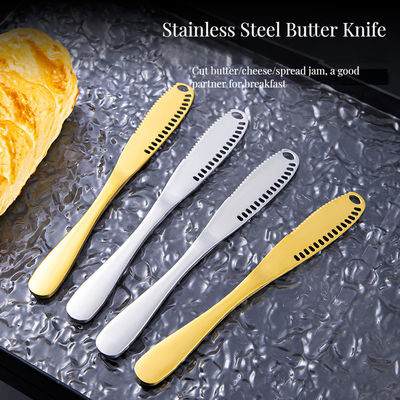 Silber Top Verkauf Edelstahl Buttermesser Titanium überzogen Langgriff Marmelade Butter Spatula Western Tischgeschirr Creme Dekorationsmesser