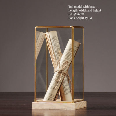 Maßgeschneiderte Größe Nordic Style Glas-Display-Box mit Messing Trim und Holzbasis Das perfekte Home-Dekor-Accessoire