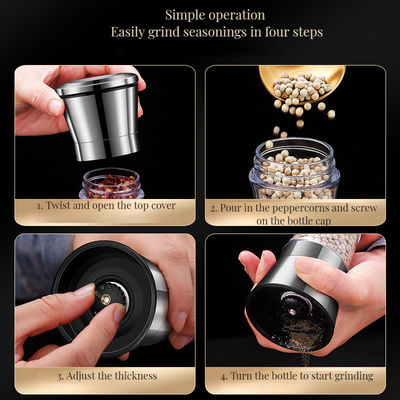 Designt 4 Zoll Edelstahl Salz-Pfeffer-Schüttler nachhaltig Bambus Silber Melamin