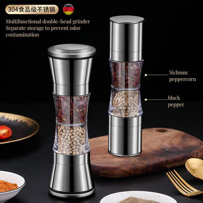 Designt 4 Zoll Edelstahl Salz-Pfeffer-Schüttler nachhaltig Bambus Silber Melamin