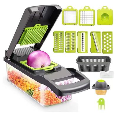 15 Stück Multifunktions-Bambus-Handschneidemaschine für Zwiebeln, Gemüse und Früchte