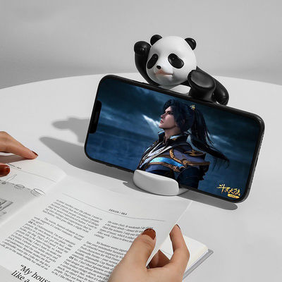 Wandschreibtisch-kompatible verstellbare Panda-Bamboo-Harzhalter für Smartphones und Tablets