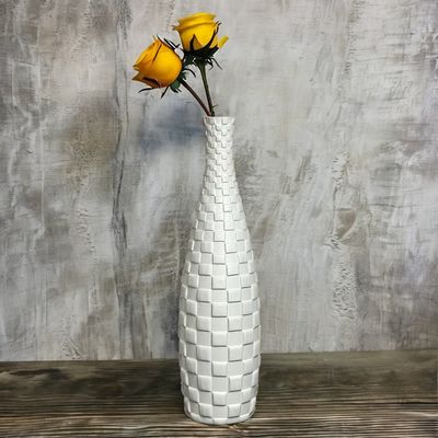 Elegante asiatische Zen-Design hohe weiße Capiz Schal Vase Mutter von Perlen Dekorationsstück