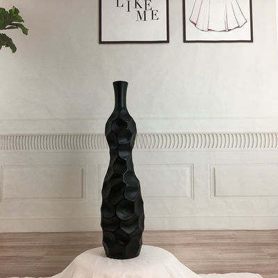 16 Zoll hohe, schlanke Keramik-Gesteinswaren-Blumenvase in weiß-grauer Matte für Tischtop-Töpfe