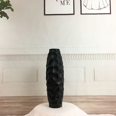 16 Zoll hohe, schlanke Keramik-Gesteinswaren-Blumenvase in weiß-grauer Matte für Tischtop-Töpfe