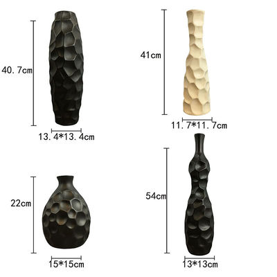16 Zoll hohe, schlanke Keramik-Gesteinswaren-Blumenvase in weiß-grauer Matte für Tischtop-Töpfe