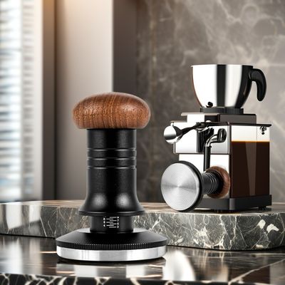 58mm Barista Kaffeemacher Set mit Massivholzgriff und Edelstahl Ripple Basis