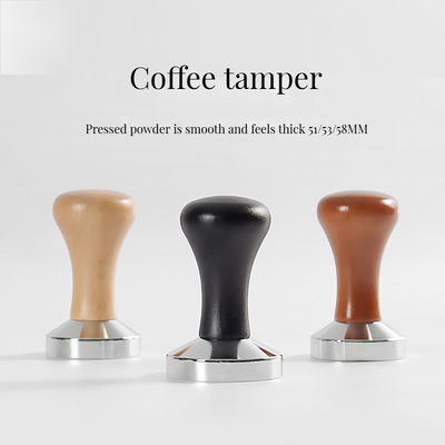51mm 53mm 58mm Edelstahl Espresso Tamper mit tragbarem Holzgriff