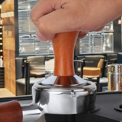 51mm 53mm 58mm Edelstahl Espresso Tamper mit tragbarem Holzgriff