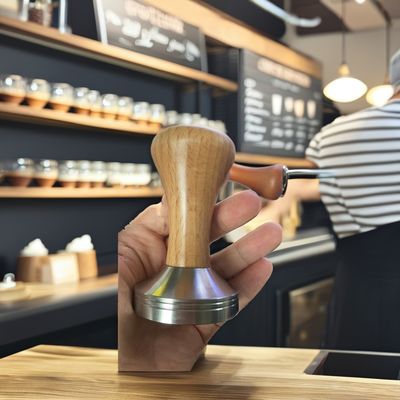 Barista-Grade Kaffee Tamper Edelstahl Holzgriff in 51mm 53mm und 58mm Größen