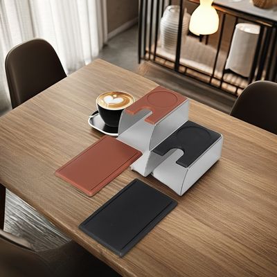 Black Espresso Tamper Station mit umweltfreundlichem Edelstahl und massivem Holz