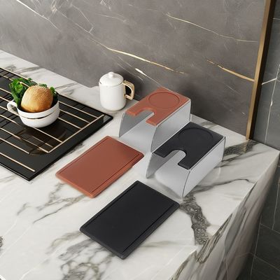 Restaurant Barista Station Schwarz Edelstahl Kaffeemacher mit Holzhalter