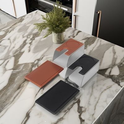 Umweltfreundliche Espresso-Fälschungsanlage mit schwarzem Edelstahl und massivem Holz