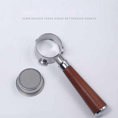51 mm Keramikgriff Espresso Portafilter mit Holzgriff und Edelstahldesign
