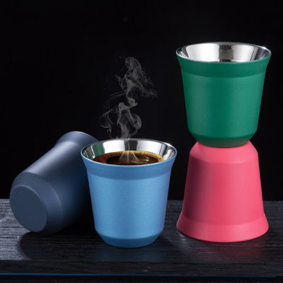80ML Doppelschicht Edelstahl 304 Wärmedämmung Kaffeetasse Klassiker Design Stil