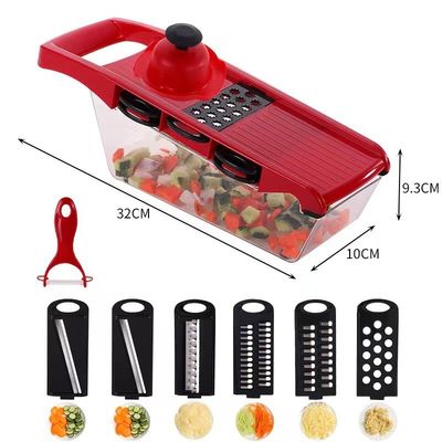 Küche Essential 16-in-1 Metall Hand Gemüseschneider mit Bambus und PP Salat Schneider