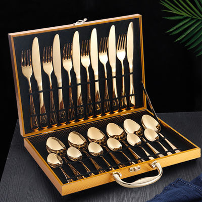Hotel Hochzeits 24pcs Besteck Set Edelstahl Flatware mit Luxus-Gold-Finish