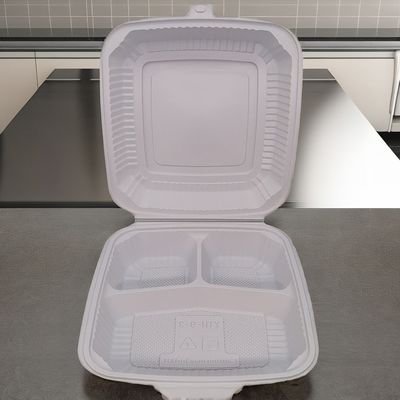 Weiße, quadratische Plastik-Lunchboxen, Stapelbare Lebensmittelbehälter mit Mikrowellen-Sicherhebeln