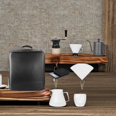 Kaffeemaschine aus Edelstahl mit 9-teiligem Set für Kaffeeliebhaber unterwegs