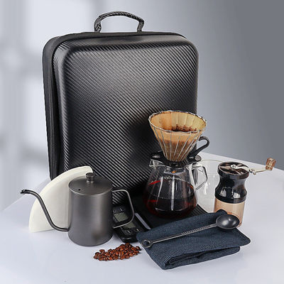 Outdoor Travel Coffee Set mit manueller Kaffeemühle und Gieß-Über-Tropfen-Kit Schwarz