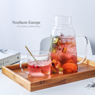 Modernes Design Warm/Kaltwasserkrug Saft Getränk Karaffe Glaskrug mit Tasse