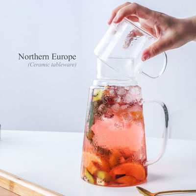 Modernes Design Warm/Kaltwasserkrug Saft Getränk Karaffe Glaskrug mit Tasse