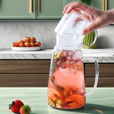 Modernes Design Warm/Kaltwasserkrug Saft Getränk Karaffe Glaskrug mit Tasse
