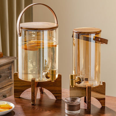 Holzhalter Wasserhahn Luxus Glas Dispenser ideal für Zitronensaft Tee Kaffee-Partys