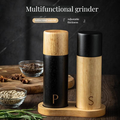 Pfeffermühle Salz 7-Zoll-Verstellbare Keramik-Kern Manuelle Eiche Holzschüttler mit Schleifmaschine