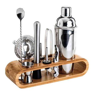 Mixer-Cocktail-Set aus Edelstahl Barkeeper-Kit mit Wodka-Dispenser und Bambus-Zangen