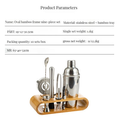 Mixer-Cocktail-Set aus Edelstahl Barkeeper-Kit mit Wodka-Dispenser und Bambus-Zangen